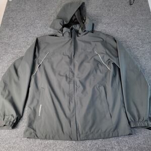 Moerdeng Jacket Mens L Gray Waterproof Hooded Rain Windbreaker Polyester